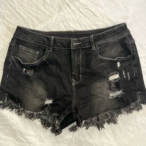Black denim shorts